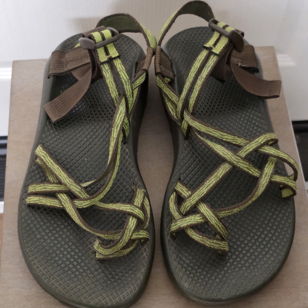 Chaco Olive and Brown Strappy Sandals